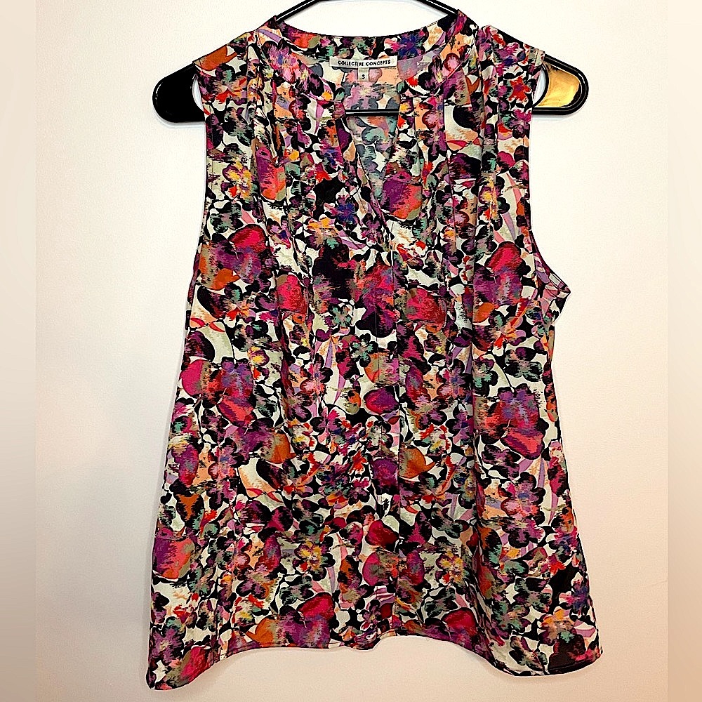 Neon Flowers Sleeveless Blouse | Creative Concepts | S